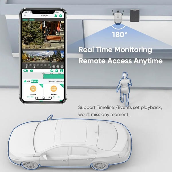 180 Gradi Telecamera Panoramica Solare 4K con Doppio Obiettivo e Tracciamento Intelligente