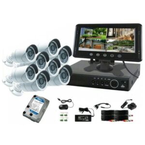 Kit Videosorveglianza 2 Mpx Monitor 10.1'' 8 Telecamere Hdd 7