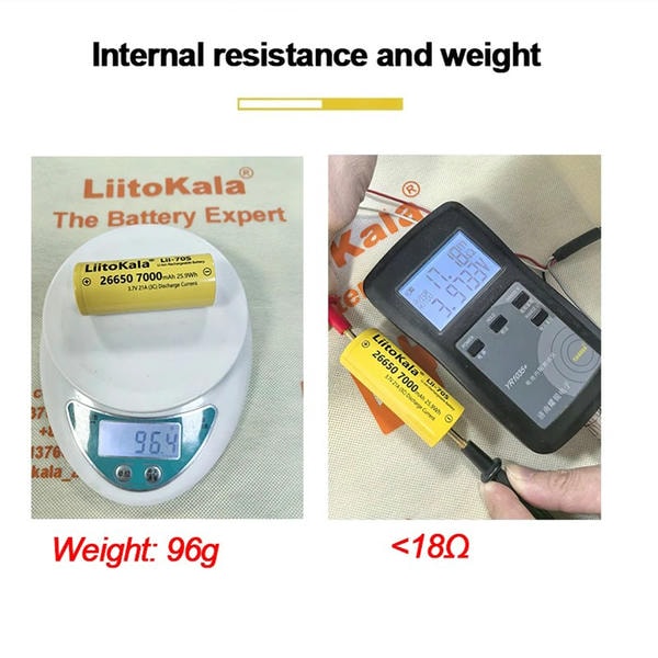 Batteria 26650 7000mAh 3.7V Ricaricabile Alta Capacità, 35A di Scarica