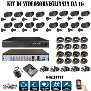 Kit Videosorveglianza CCTV 1.3 Mpx 16 Telecamere 1080P Full-Hd