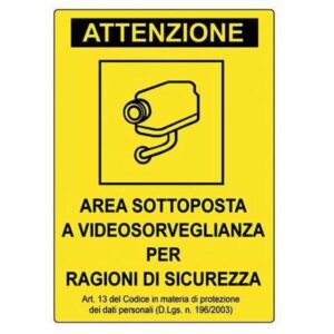 Cartello Segnaletico Plastica Videosorveglianza cm 30x20