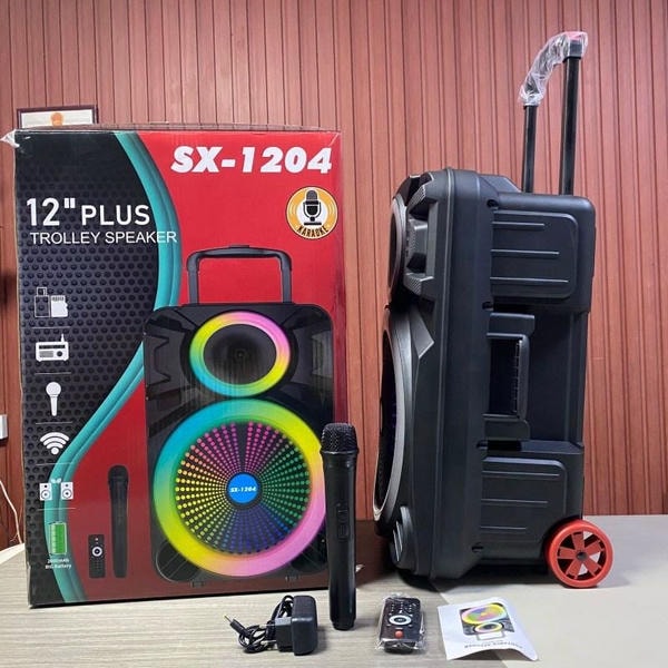 Cassa Audio Trolley 12" SX1204 con Microfono Wireless | Bluetooth 5.5, LED RGB e Karaoke