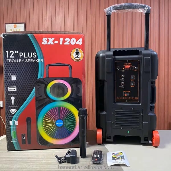 Cassa Audio Trolley 12" SX1204 con Microfono Wireless | Bluetooth 5.5, LED RGB e Karaoke