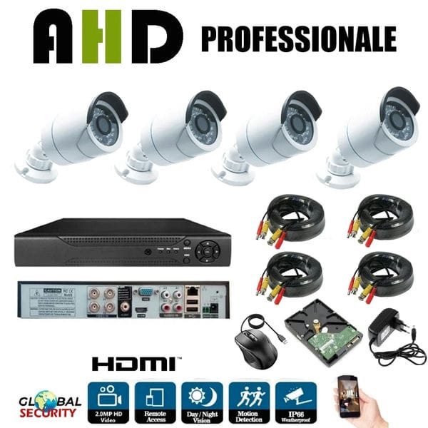 Kit Videosorveglianza AHD 4 Telecamere 3Mpx 1080P Full-Hd