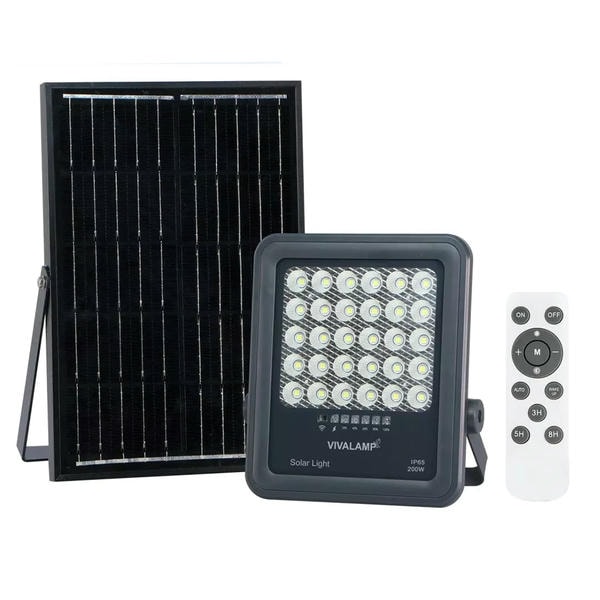 Faro Energia Solare Led 200W Con Pannello Faretto Crepuscolare Telecomando AI