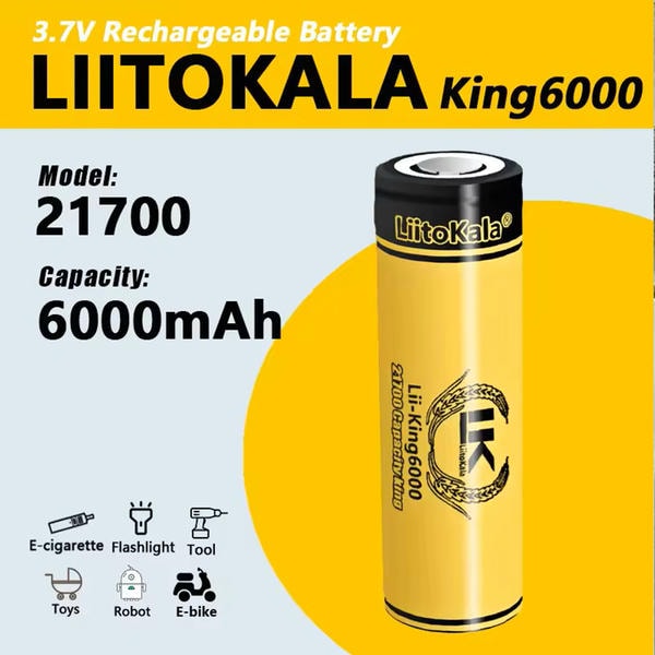 21700 Batteria 6000mAh 3.7V King batteria ricaricabile adatta per torcia elettrica
