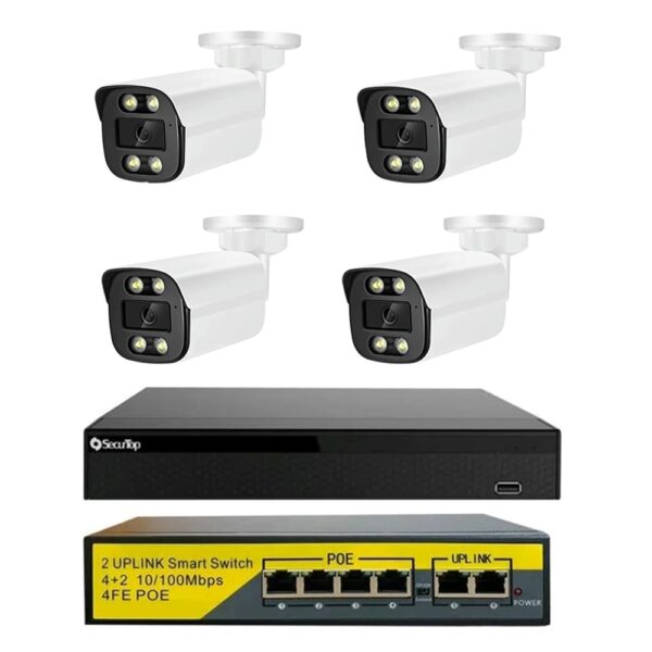 Impianto di Videosorveglianza Ip Poe 8 Mpx 4k Microfono Integrato 2,8mm 4 LED