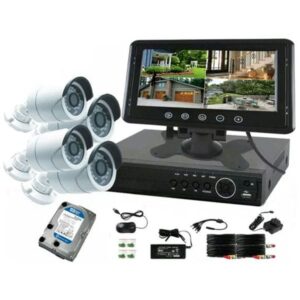 Kit Videosorveglianza 2 Mpx Monitor 10.1'' 4 Telecamere Hdd 7