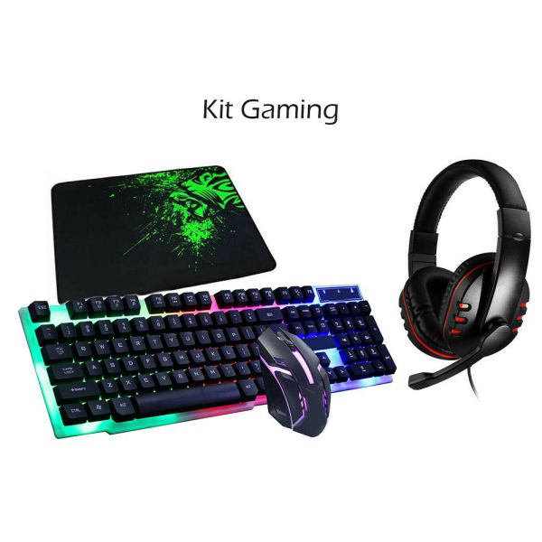 Kit completo gaming tastiera mouse cuffie tappetino 4 in 1 rgb