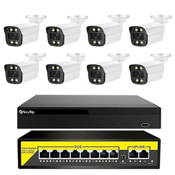 Miglior kit Videosorveglianza Professionale Ip Poe 8 Mpx 4k Microfono Integrato 2,8mm 4 LED