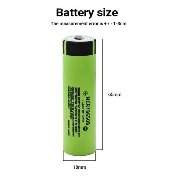 Batteria 18650 al Litio Ricaricabile 3.7V 3400mAh