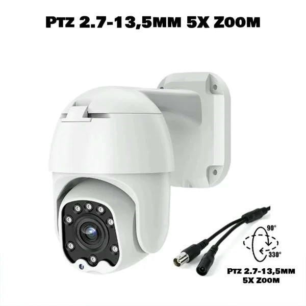 Telecamera Videosorveglianza Esterna 5 Mpx 360 Gradi audio BNC Ptz 2.7-13,5mm 5X Zoom