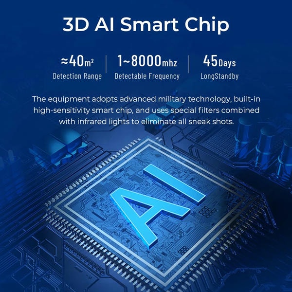 Rilevatore di Microspie Professionale– Anti-Spy Wireless 1MHz-8GHz, Scova Telecamere Nascoste, GPS, Trasmettitori, Modalità Intelligente