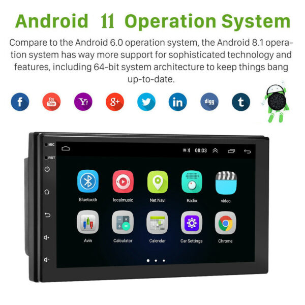 2 Din 7 pollici Android 11 GPS WIFI Bluetooth DAB