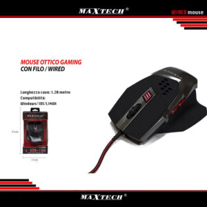 Mouse da Gioco Gaming con luci RGB 6 Tasti precisione DPI Struttura Squadrata e velocità Online Game Giochi per pc Computer Notebook 11.5 x 8.5 cm M-GM001 C28