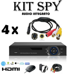 Kit 4 Telecamera Spia Audio Ahd 2mpx 8 Led Infrarossi