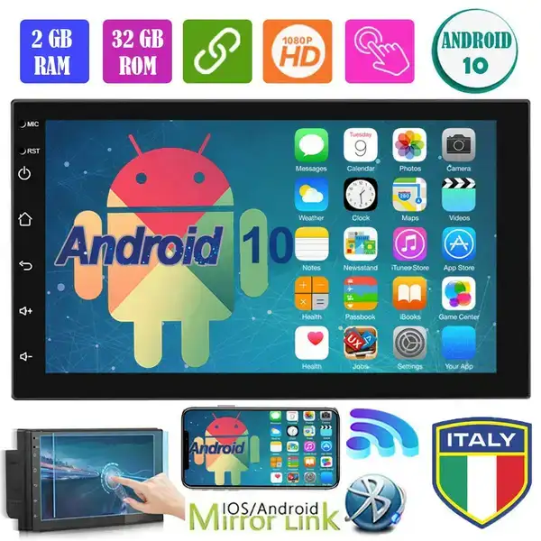 Migliore Autoradio 2 Din 9 pollici Android 10 GPS WIFI Bluetooth Altoparlante DAB