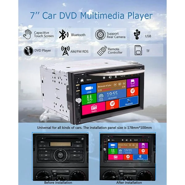 Autoradio con cd Dvd 7 Pollici 2 Din Bluetooth Touch Screen