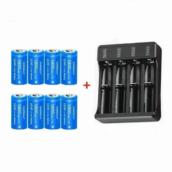 CR123A Batteria Ricaricabile 16340 e Caricabatterie Lcd