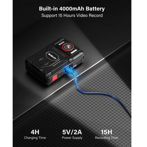 Body Cam 4k BOBLOV M7 Pro 4K con GPS, 128GB, 15 Ore di Registrazione, Obiettivo 180°, Visione Notturna