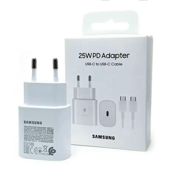 Caricabatterie Samsung tipo c 25w Originale con cavo USB-C to USB-C nero e bianco