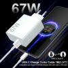 Xiaomi Caricatore Rapido 67W con Cavo USB C 6A
