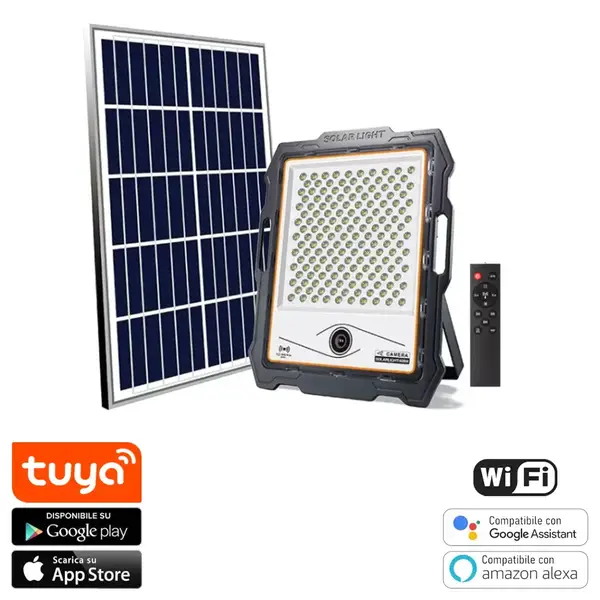 Faro Solare Con Telecamera wifi Solare 200W con Telecamera Wifi