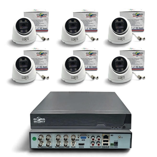 Kit Videosorveglianza Dome 5 Megapixel GSS Pro | Sistema Filare con DVR 8 Megapixel Lite AI e Ottica F1.2