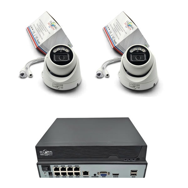 Kit Videosorveglianza IP PoE Dome 5MP GSS | Sistema Modulare con NVR 8 Canali 4K Switch Integrato, Telecamere a Cupola AI e Smart Dual Light