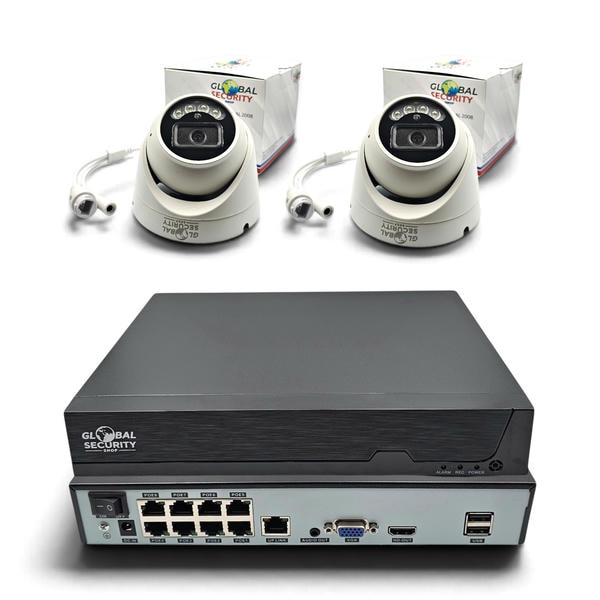 Kit Videosorveglianza 4K Dome IP PoE GSS | Sistema Modulare Ultra HD con NVR 8 Canali, IA e Smart Dual Light
