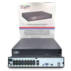 NVR 16 Canali PoE 4K GSS Ultra – Videoregistratore IP con Switch Integrato e Doppio HDD