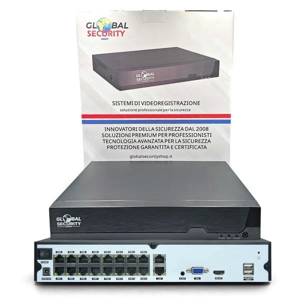 NVR 16 Canali PoE 4K GSS Ultra – Videoregistratore IP con Switch Integrato e Doppio HDD