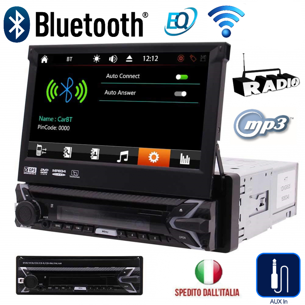 Autoradio 1 Din 7Pollici Schermo Touch Auto Bluetooth