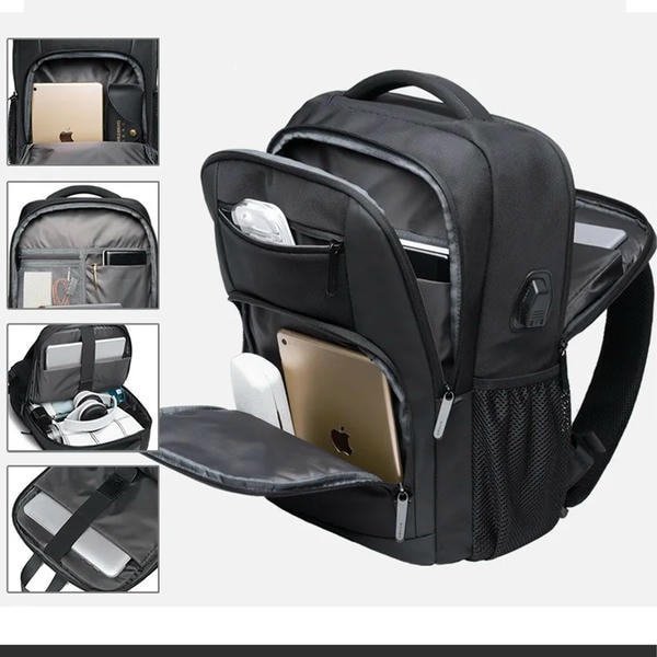 Zaino Laptop 15.6" Unisex Impermeabile con Porta USB da Viaggio e Lavoro